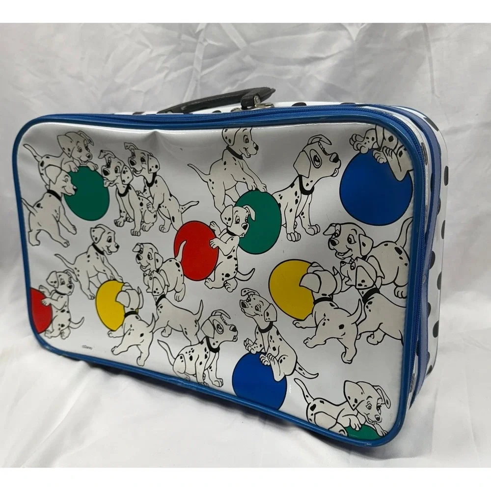 Vintage 90's Walt Disney's 101 Dalmatians Kids Vinyl Graphi Puppy Print Suitcase